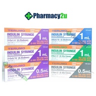 TERUMO INSULIN SYRINGE WITH NEEDLE U-100 29GX1/2''/31G 0.5ML/ 1ML 100 PIECES/BOX