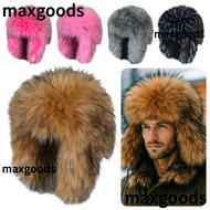 MAXGOODS1 Bomber Hats, Faux Fur Round Earflap Faux Fur Hats, Fashion Russian Style Fluffy Warm Winte