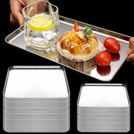 Stainless Steel Food Tray - Serving Trays - Grill Fish Baking Plate - Rectangular, Nonstick Pan - Buffet Presentation Tray - for Kitchen Storage - Cake, Fruit, Dessert Plate