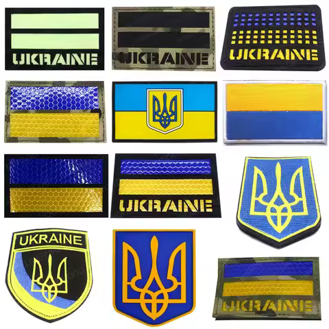 Ukrainian Ukraine Shield Flag Patches States Flags Funny Tactical Infrared Reflection IR Patch Hook 