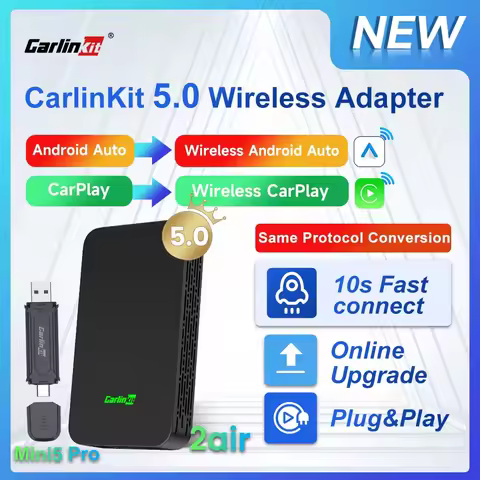 2air CarlinKit 5.0 &4 Wireless CarPlay Wireless Android Auto Box 2.4G&5.8Ghz WiFi BT Auto Connect Pl