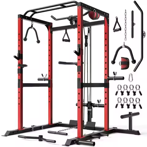 S21 Power Cage, Multi-Function Power Rack with Adjustable Cable Crossover System, 2000LBS Squat Rack