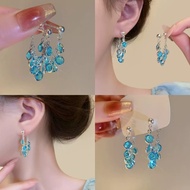 Blue grape tassel back-hanging earrings exude a sense of elegance and sophistication