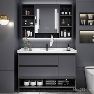 4I Ceramic Integrated Basin Bathroom Cabinet Combination Bathroom Set Solid Wood Floor-to-ceiling Ha