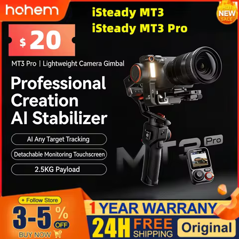 New Hohem iSteady MT3/MT3 Pro AI Camera Gimbal Stabilizer 2.5KG Payload with Touch Screen for DSLM/P