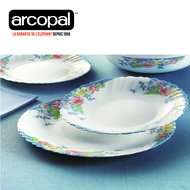 Arcopal Florine 6pcs 19cm Dessert Plates Set Opal White Decorated Tempered Glass