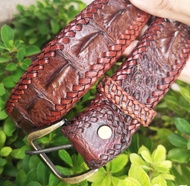 Dark Brown Belt And Buckle Made From Crocodile Leather