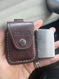 Zippo美國原廠打火機+牛皮 皮套 套裝
