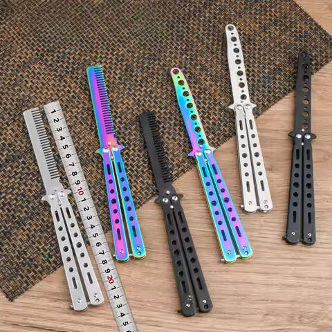 Portable Butterfly Training Knife Foldable CSGO Balisong Trainer Pocket Flail Knife Uncut Blade Butt