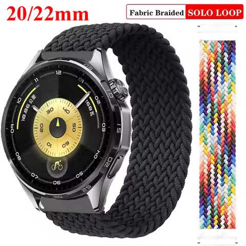 20/22mm Braided Solo Loop Strap for Huawei GT6 GT6Pro GT5 GT5Pro GT4 GT3 GT2e Sports Bracelet For Sa