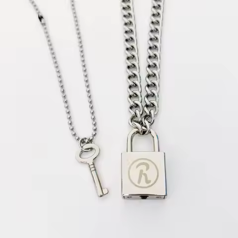 Unisex Cool Punk-Inspired Disco Lock Necklace Fashion R Punk Korean Version Nanjing Lock Necklace Fa