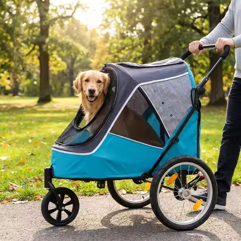 Removable Washable Pet Strollers for Small Medium Dogs Cats Modern Three Wheel Design Bicycle Connec