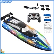 deveodo Remote Control Boat Led Light Speedboat Waterproof Electric Rc Boat Toy with Led Lights Perf