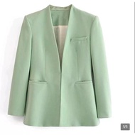 Women's Collarless Blazer - Casual Women's Blazer - Women's Suit - Mint Women's Blazer