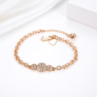 HYL JEWELRY COD Couple Gelang titanium lapis emas bola kristal berlian xuping Perhiasan perak 71b