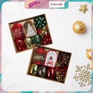 Eurowrap | Seasonal Christmas Ornaments Decor Gift Label  | 15 Pieces Tag &amp; Ribbon Acc Pack