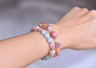 海藍寶+紫鋰輝+摩根石純銀手鍊