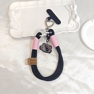 Raimondo Liontin Ponsel Kitty 3D Trendi Tali Pendek Universal Anyaman