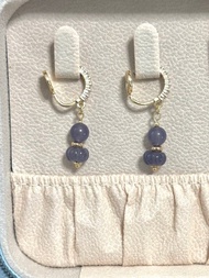 水晶系列 - 煙紫流光: 和田玉耳夾