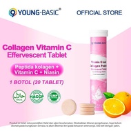 【Halal】9YOUNG-BASIC Collagen Vitamin C Effervescent Tablet, 20 tablets/bottle, Collagen Peptides +Vi