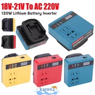 KAREN 1Pcs Battery Inverter, 18V 20V To 220V Dual Plug Smart Transformer,  120W Multifunctional Hous