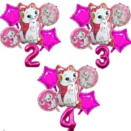 6pcs Marie Cat Theme Aluminum Ballon Girls Birthday Party Supplies The Aristocats Baby Shower Decora