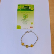 Four (4) Leaf Clover Flowers Oval Charm Bracelet  Steel