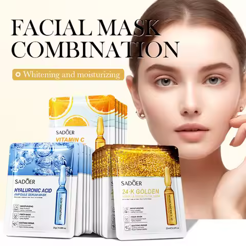 10/20/30pcs 24K Gold Vitamin C Hyaluronic Acid Face Mask Facial Moisturizing Firming Hydrating Facia