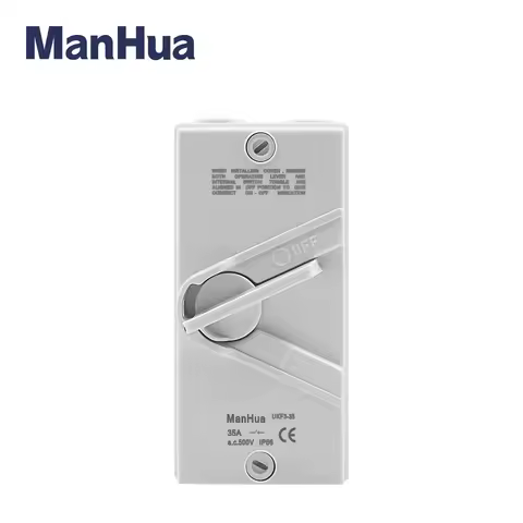 ManHua IP66 Weatherproof Isolating Switch 1P/2P 20A/35A/63A Suitable for Outdoor Situations with PG 