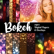 Bokeh Digital Papers, Photoshop Bokeh Overlay, Download Product, Scrapbook Papers, Colorful Backgrou