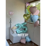 60cm Jelly Color Love Heart Balloon Plaid Balloon Baby Pink Blue Balloon Bundle Combination Number B