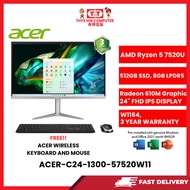 ACER-C24-1300-AMDRYZEN5-7520U,8GBR5,512GBSSD,23.8"FHD,RADEONGRAPHICS,W1164,3YRS,H&S