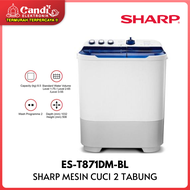 SHARP MESIN CUCI 2 TABUNG  8,5KG DOLPHINWAVE SERIES  ES-T871DM-BL