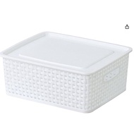 ZOOEY ️ RATTAN STORAGE BOX MEDIUM S, W 14.2 x D 11.8 x H 5.3 inches (36 x 30 x 13.5 cm), White