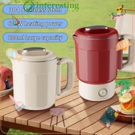 INTERESTING Electric Kettle, 800ml 304 Stainless Steel Mini Kettle, Upgraded Detachable Foldable Por