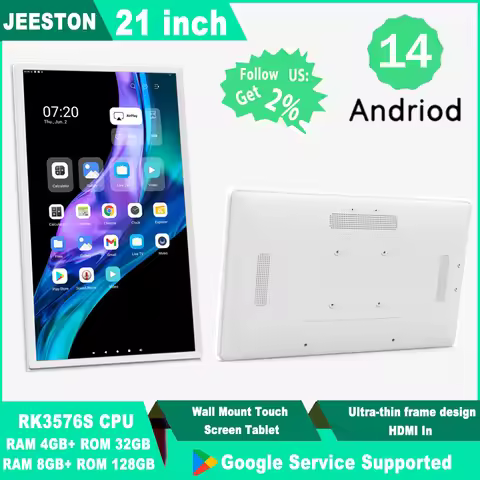Android 14 21.5 Inch Tablet 1920*1200 POE Wall-Mounted White Monitor HDMI IN Slim Advertisement TV F