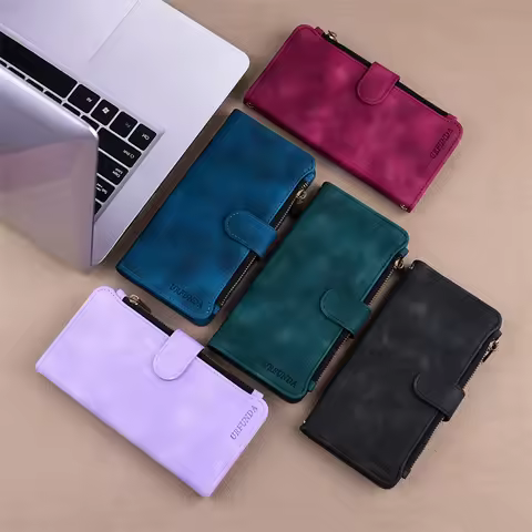 Luxury Zipper Wallet Case For Xiaomi Redmi Note 8 8T 7 4 4X 5 Plus 6A 6 Pro 7A 8A S2 Case Wallet Lea