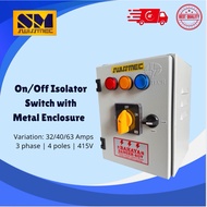 SWISSMEC | 32/40/63A On/Off Isolator switch with metal enclosure ( 3phase 4poles 415V )