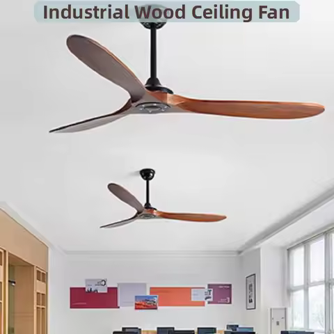 42 52 60in Ceiling Fan Wood Industrial DC 85V - 260V Motor Decorative Ceiling Fans Interior Lighting