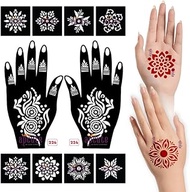 Vintage Henna templates Set of 12 Mehandi Stencil Sticker Henna Tattoo Stencil for Girls, Women and 