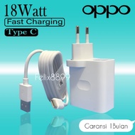 Charger Oppo A52 A53 A54 A55 A74 5G A5 A9 2020 A91 A92 Reno 4F Original 18W Fast Charging Type C