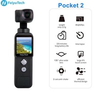 飛宇Feiyu Pocket 2 手持式運動相機 4K 60FPS 附 3 軸雲台穩定器,130° 廣角,1.3 英吋觸控螢幕,1/2.3 英吋CMOS,WiFi,適用於拍攝旅遊視頻博客視頻