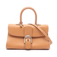 【二手】Delvaux Brillant 東西向迷你兩用手提包，駝色皮革，女士，二手 A