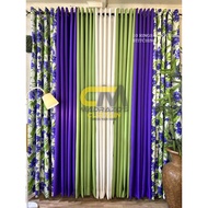 MADRAZO`S Marlie Flower Violet 10 RINGS CURTAIN - 5FT to 9FT LONG 3in1, 5in1 or 7in1 Set