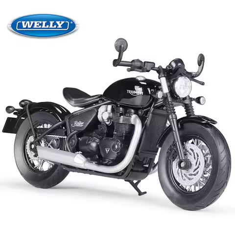 Welly 1:12 Scale Motorcycles Triumph Bonneville Bobber Model – Detailed Bobber Style Replica, Ready 