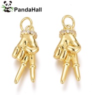 5pcs Brass Micro Pave Clear Cubic ia ASL Pendants Peace Hand Long-Lasting with Jump Rings Yeah Gestu
