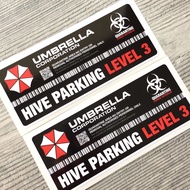 2pcs Umbrella Corporation Hive Parking Level 3 Vinyl Decal Sticker