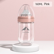 Mama000 Gulicola Newborn ขวดนมเด็กแรกเกิด ขวดนมแก้ว5oz/160ml 0 months+  ขวดนมคอกว้าง  ขวดนมป้องกันโค