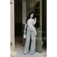 Silver Washed Women's Jeans with Personalized Chain Belt 89861 [QCL1]