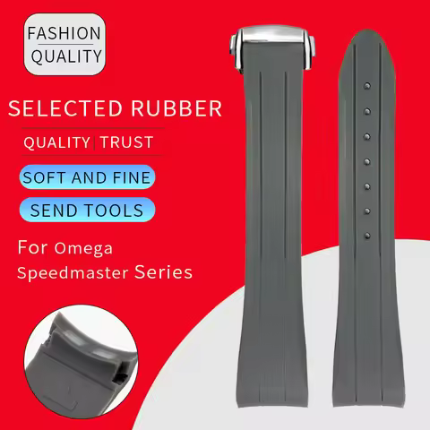 18mm 19mm 20mm 21mm Curved Rubber Silicone Watchband for Omega Seamaster 300 Speedmaster Moon Watch 
